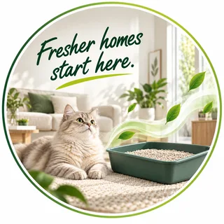 A cat beside a clean litter tray in a fresh home